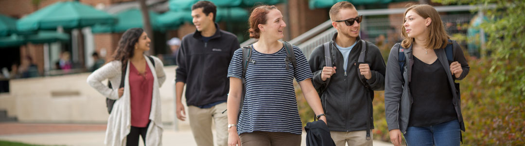 Photo of students walking and talking